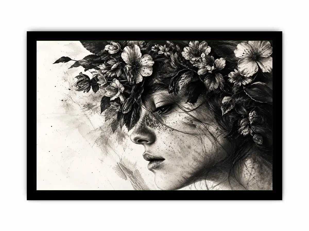 Serene woman with floral crown