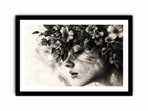 Serene woman with floral crown