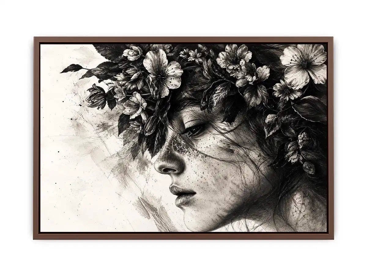 Serene woman with floral crown