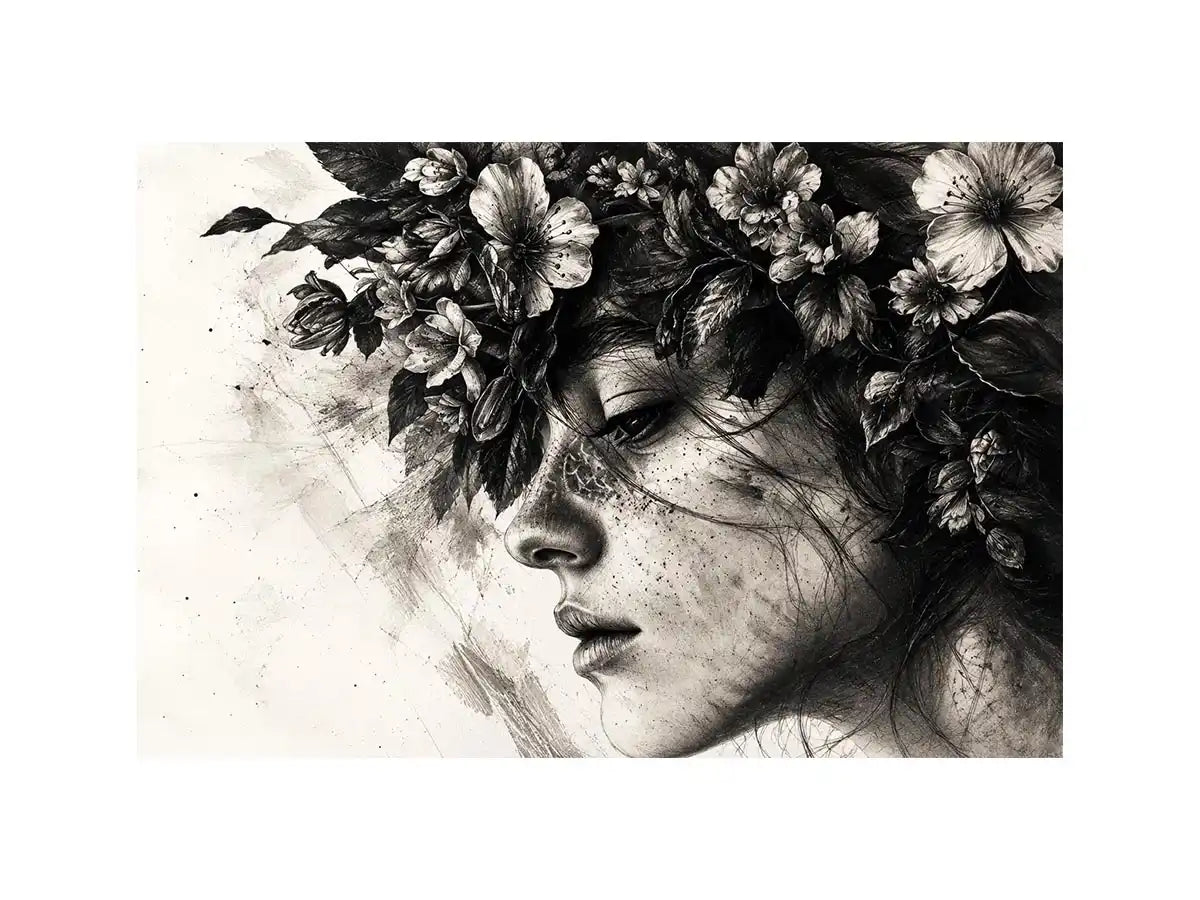Serene woman with floral crown