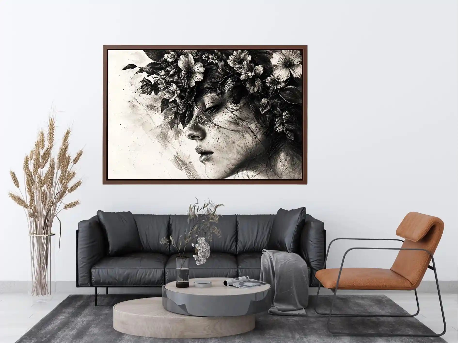 Serene woman with floral crown