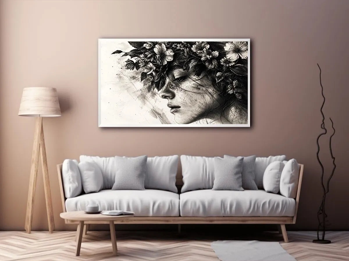 Serene woman with floral crown