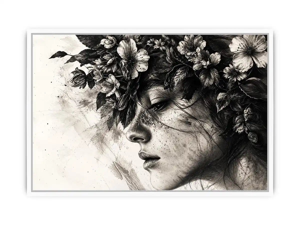 Serene woman with floral crown