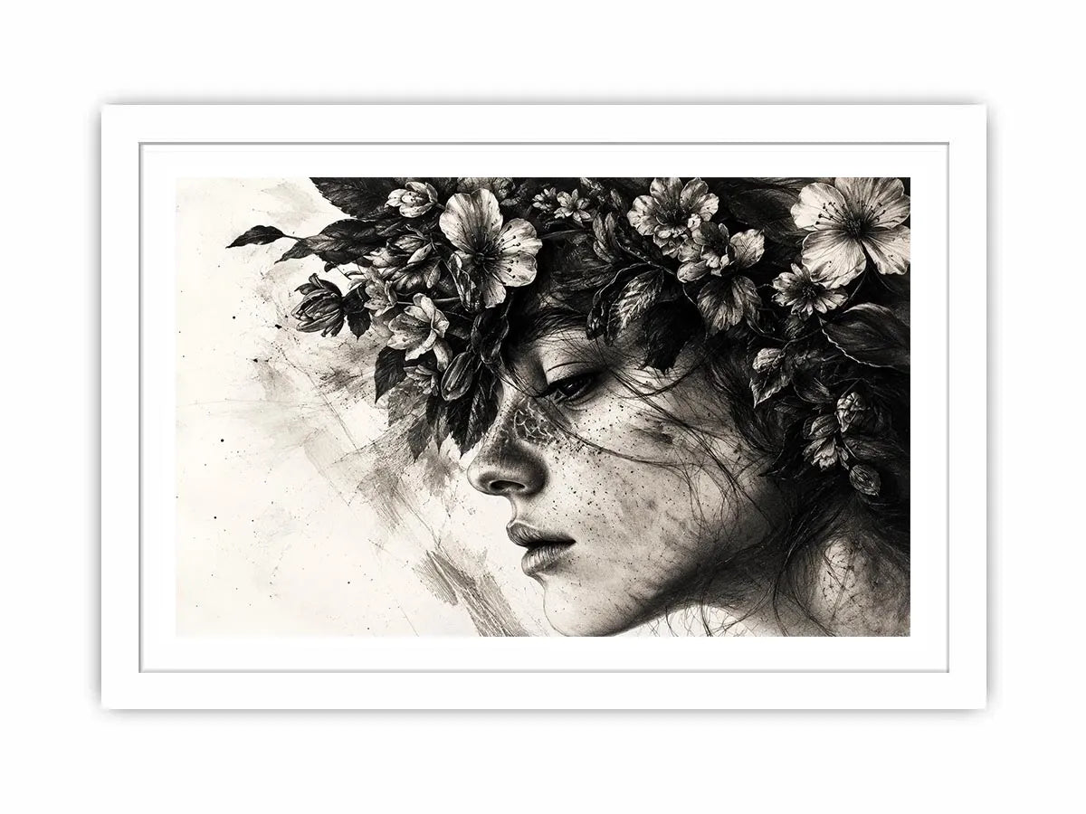 Serene woman with floral crown