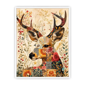 Patchwork deer with floral accents