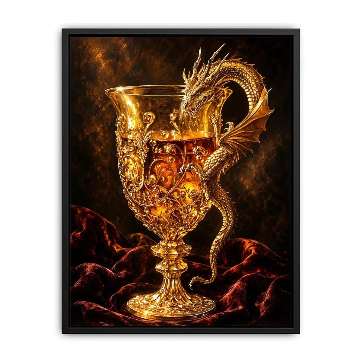 Golden goblet and dragon guardian