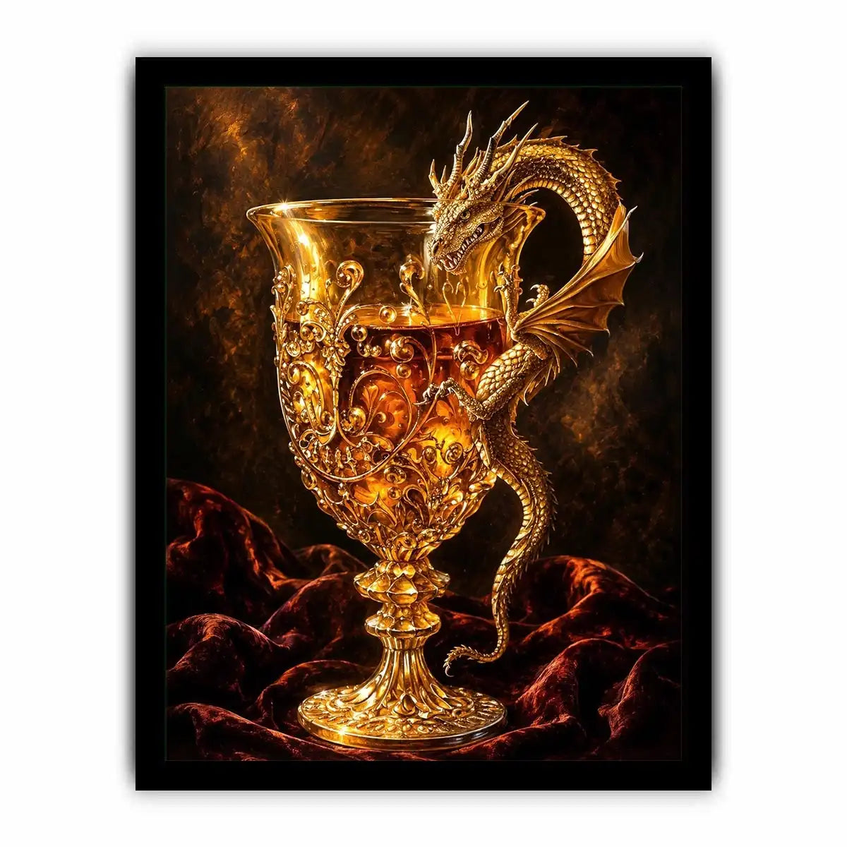 Golden goblet and dragon guardian