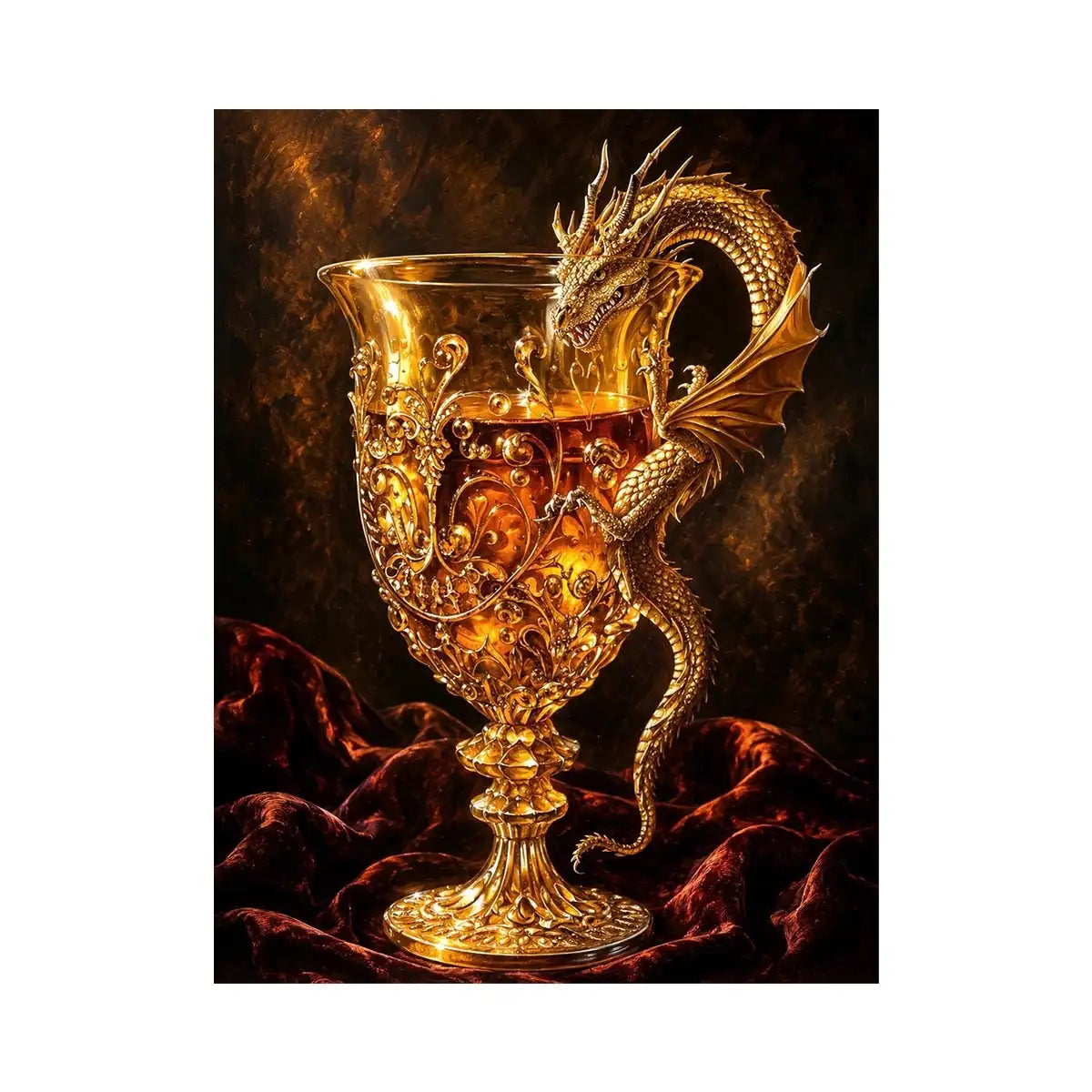 Golden goblet and dragon guardian