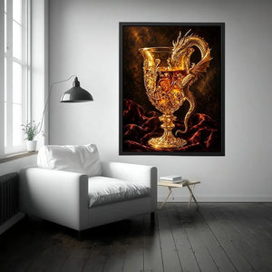 Golden goblet and dragon guardian