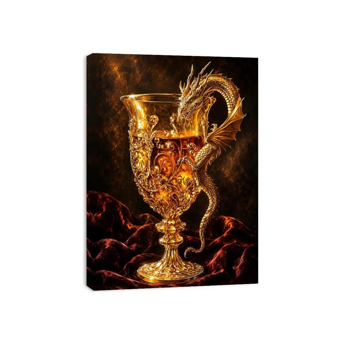 Golden goblet and dragon guardian