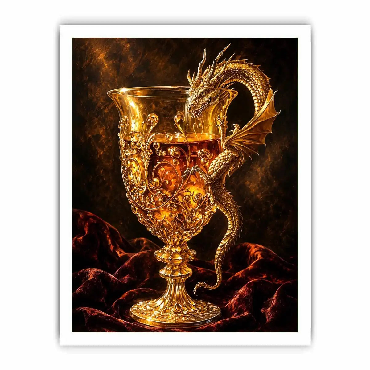 Golden goblet and dragon guardian