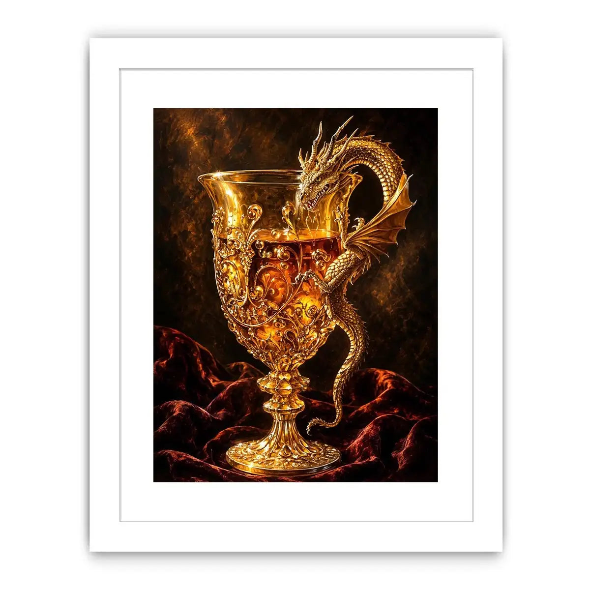 Golden goblet and dragon guardian