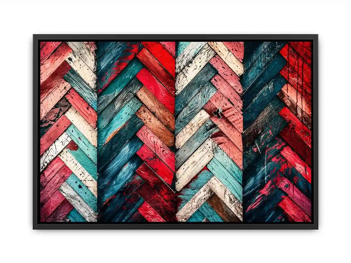 Rustic chevron pattern on painted wood