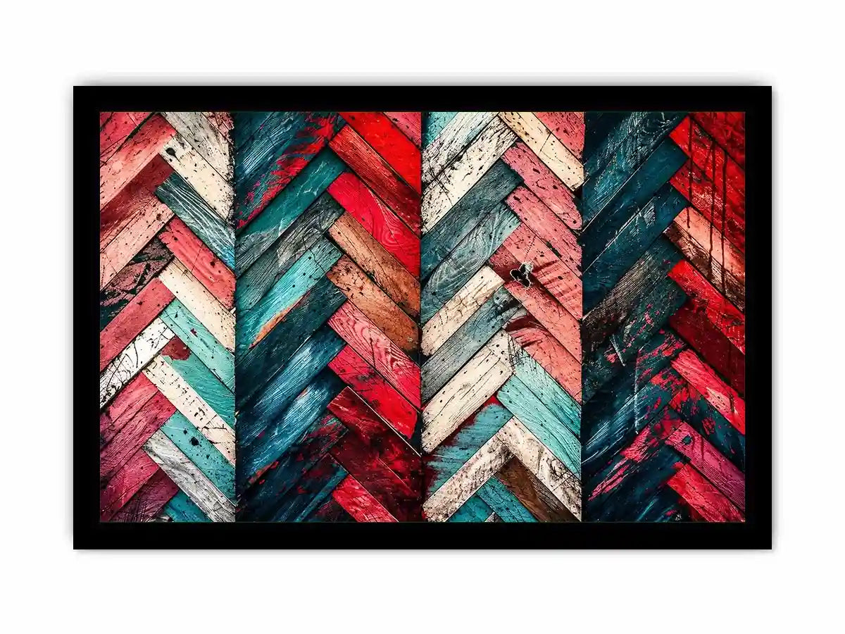 Rustic chevron pattern on painted wood
