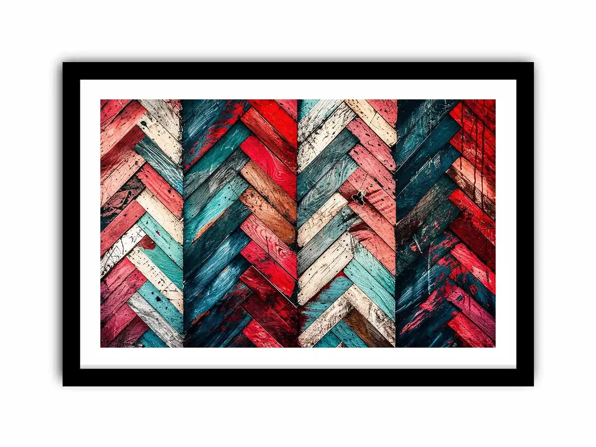 Rustic chevron pattern on painted wood