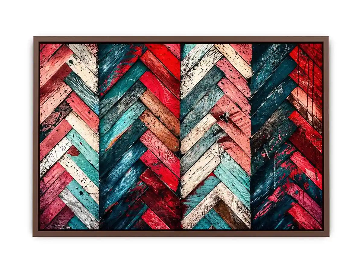 Rustic chevron pattern on painted wood