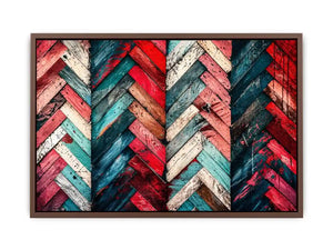 Rustic chevron pattern on painted wood