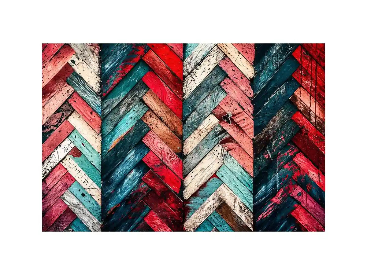 Rustic chevron pattern on painted wood