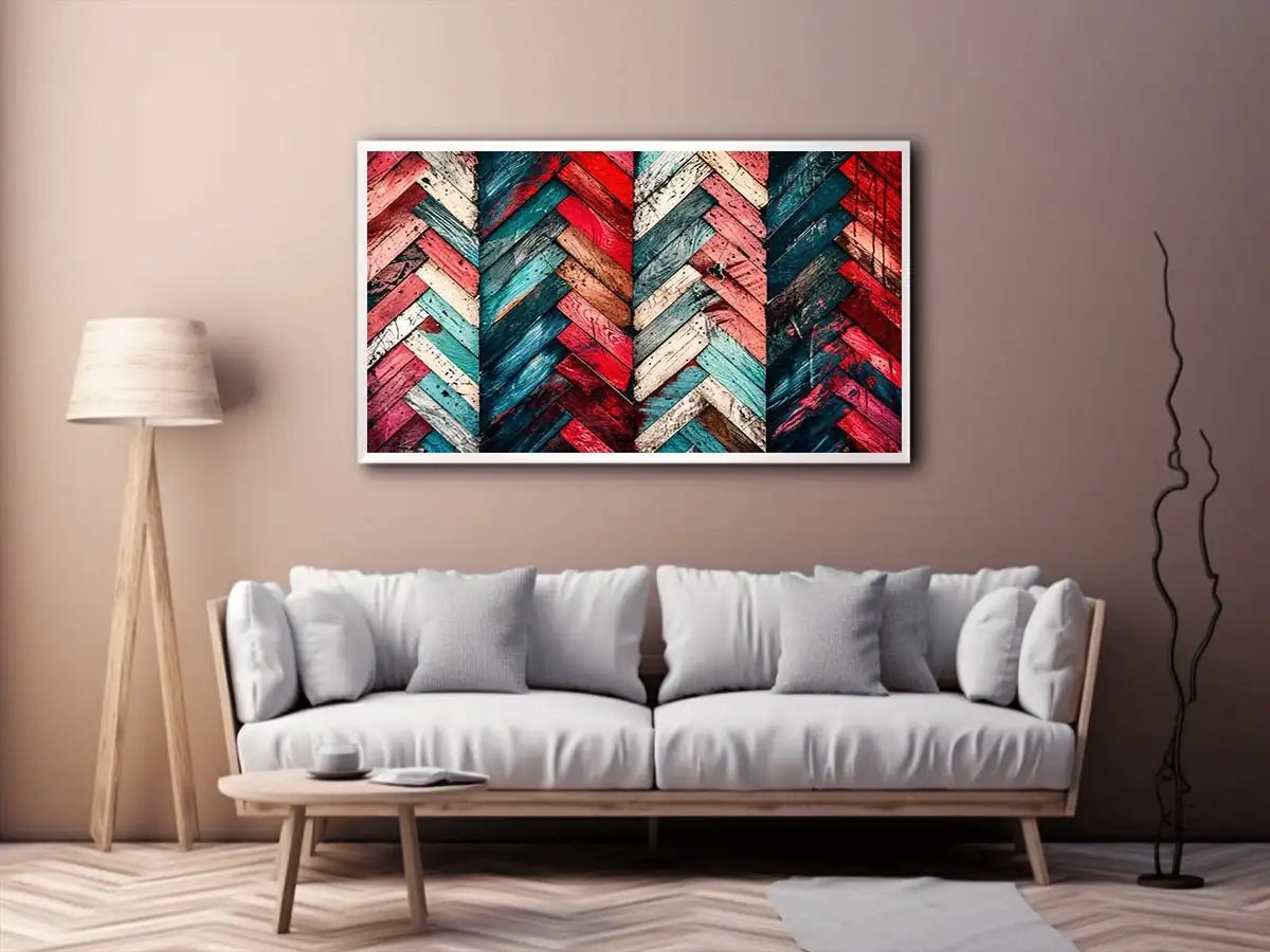 Rustic chevron pattern on painted wood