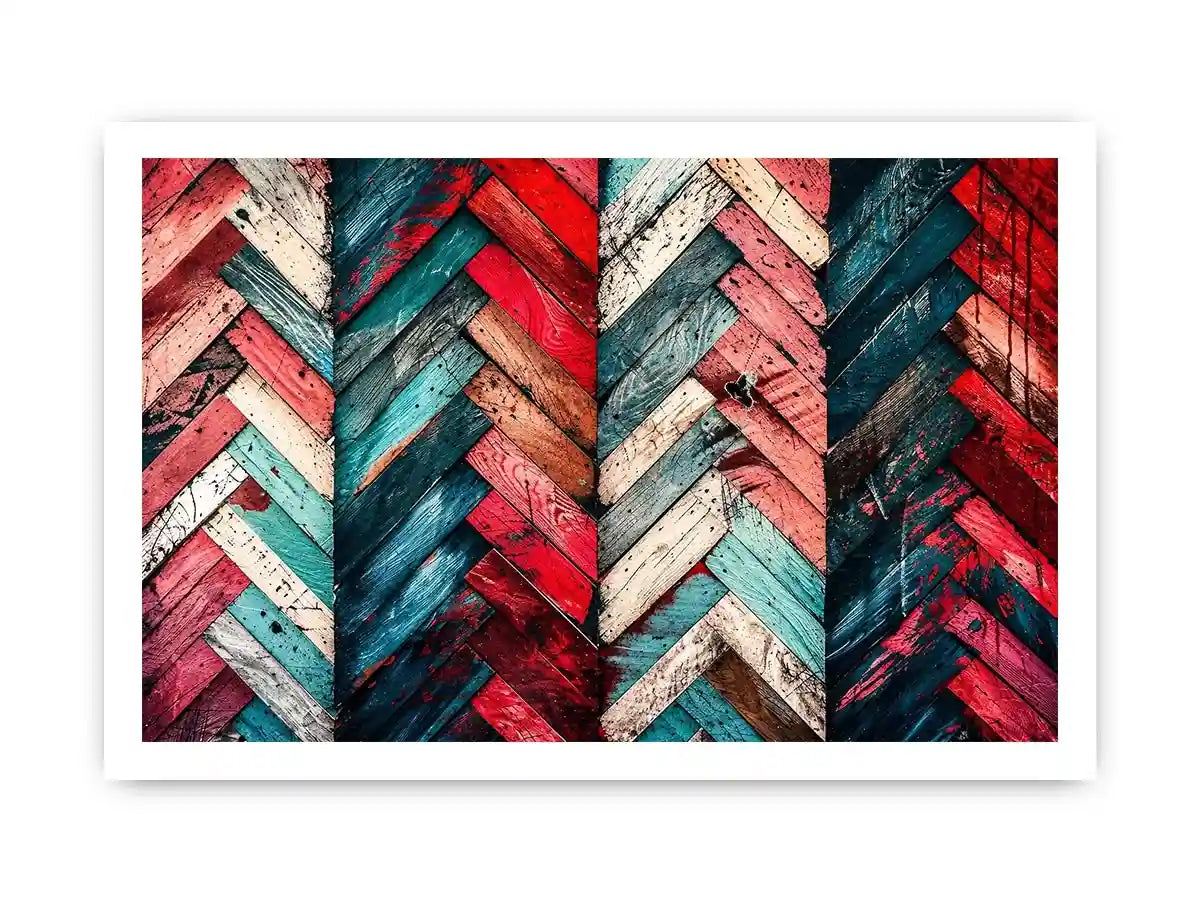 Rustic chevron pattern on painted wood