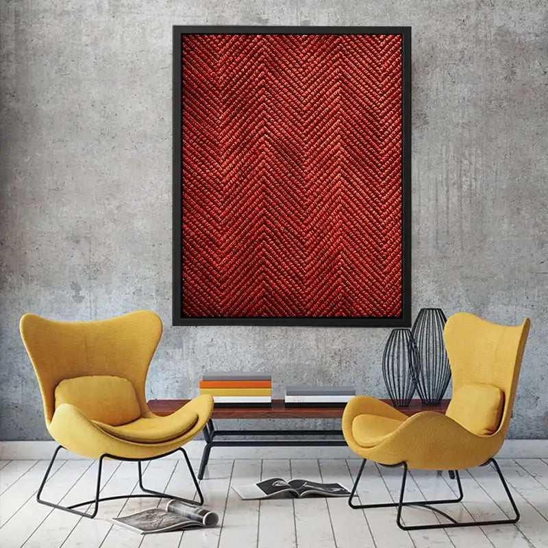 Textured herringbone in deep red