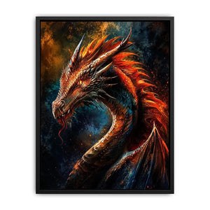 Fierce dragon in fiery profile