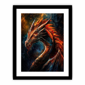 Fierce dragon in fiery profile