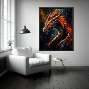 Fierce dragon in fiery profile