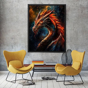 Fierce dragon in fiery profile