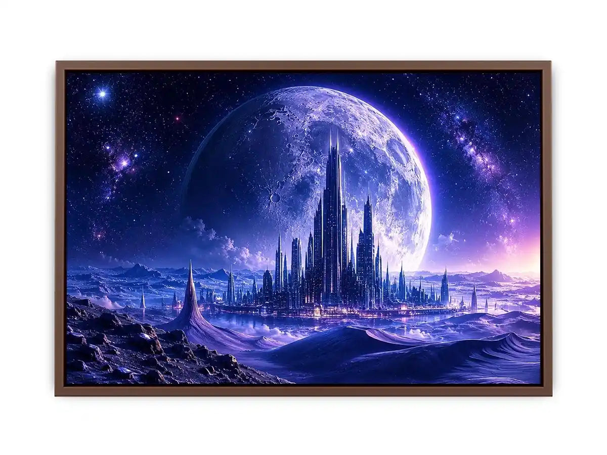 Alien city under a starry sky