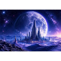 Alien city under a starry sky