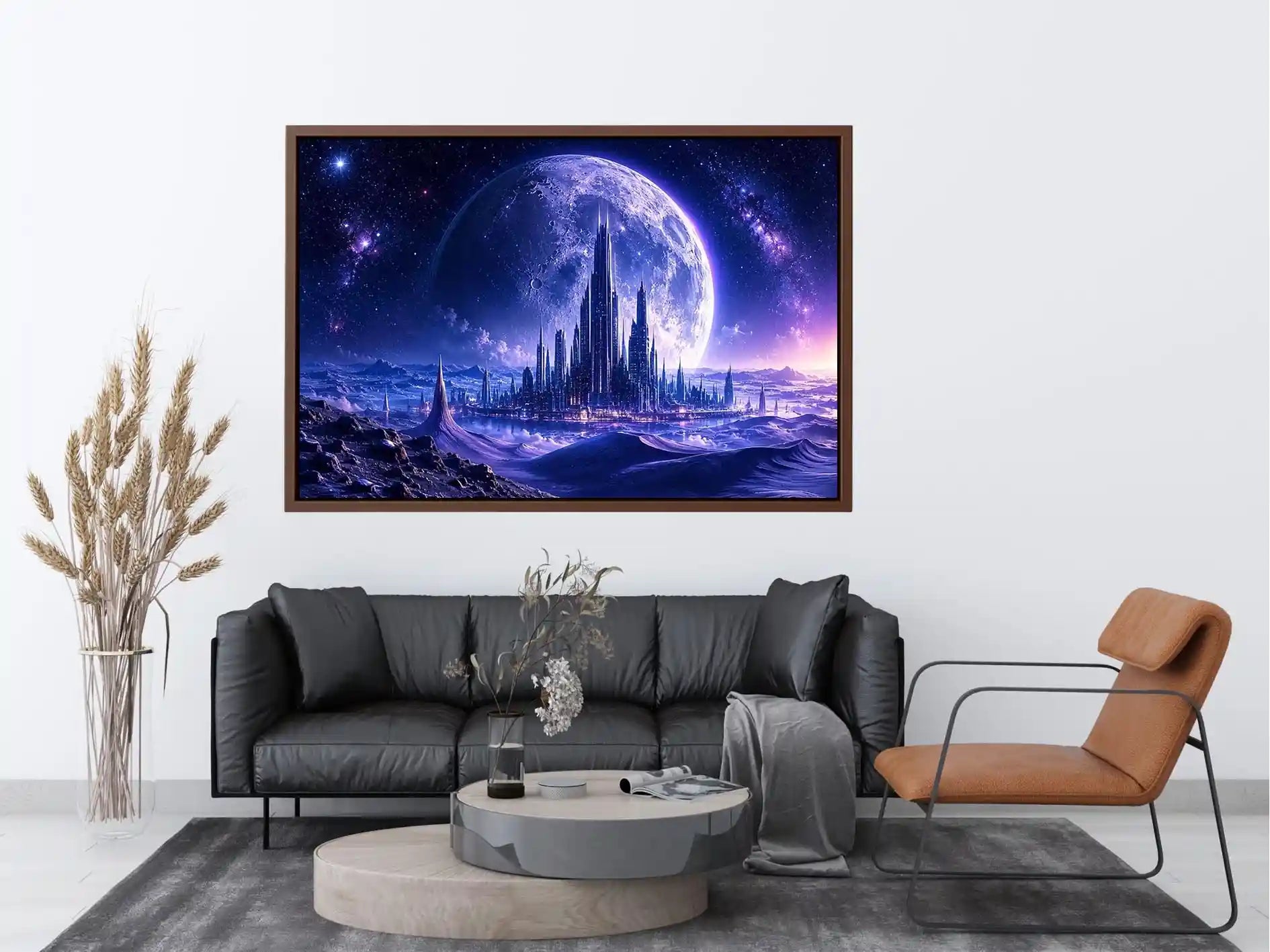 Alien city under a starry sky