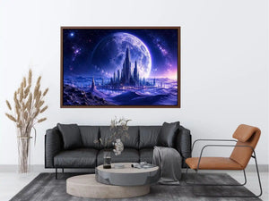 Alien city under a starry sky