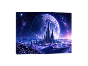 Alien city under a starry sky
