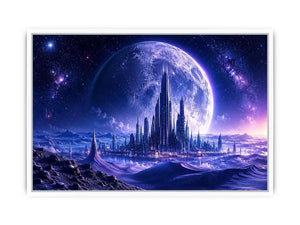 Alien city under a starry sky