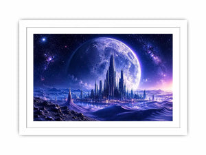 Alien city under a starry sky