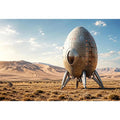 Futuristic spacecraft on desert plains