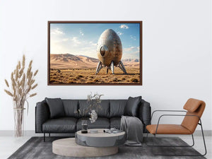 Futuristic spacecraft on desert plains