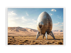 Futuristic spacecraft on desert plains