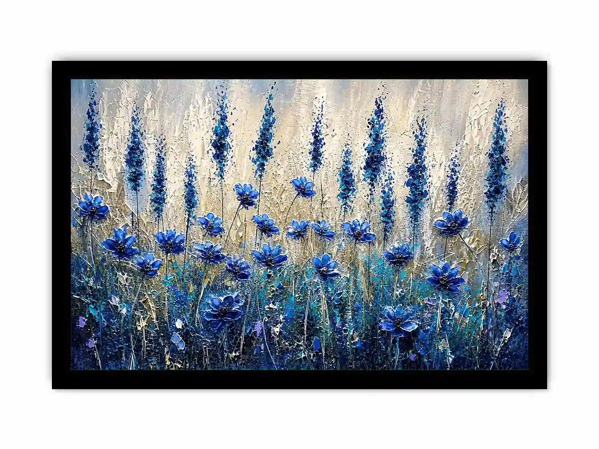 Abstract blue floral meadow in texture