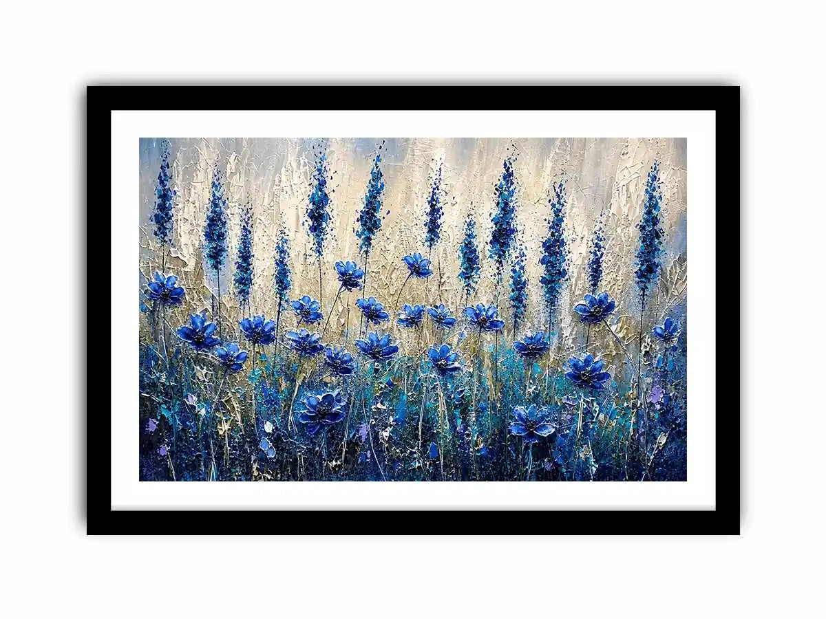 Abstract blue floral meadow in texture