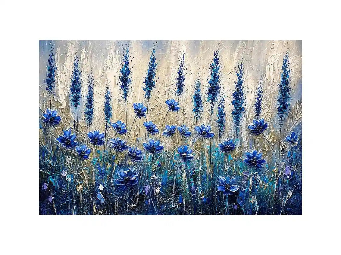 Abstract blue floral meadow in texture