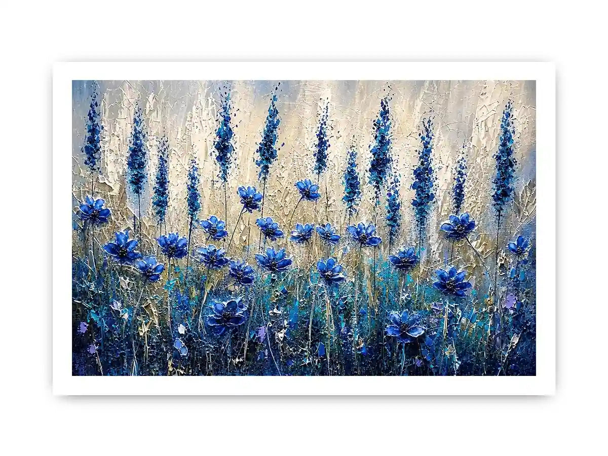 Abstract blue floral meadow in texture