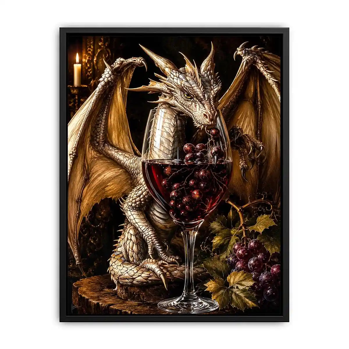 Dragon and wine in a gothic still-life