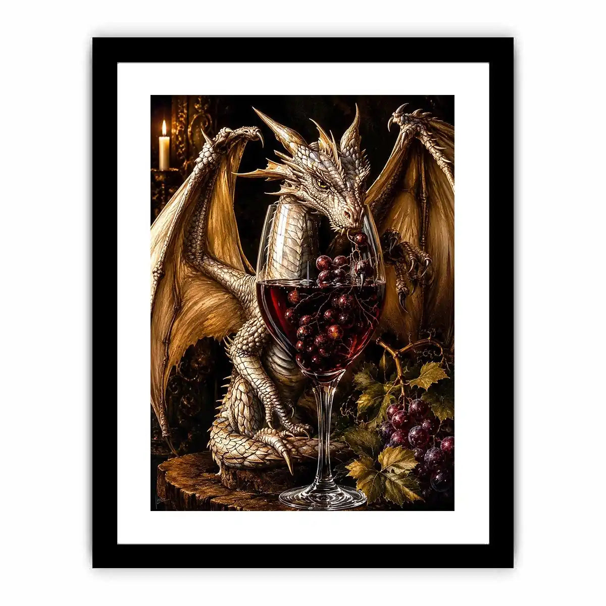 Dragon and wine in a gothic still-life