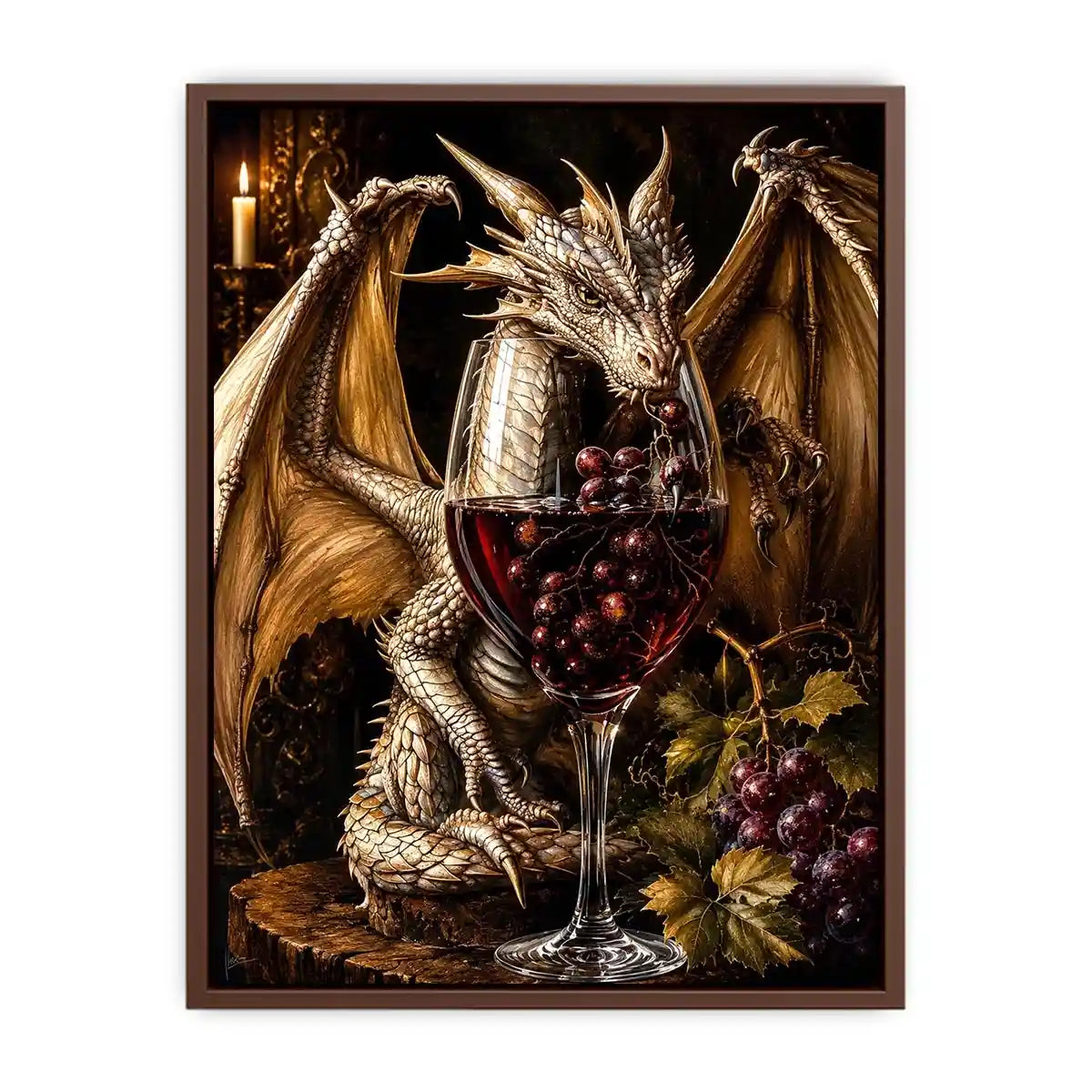 Dragon and wine in a gothic still-life