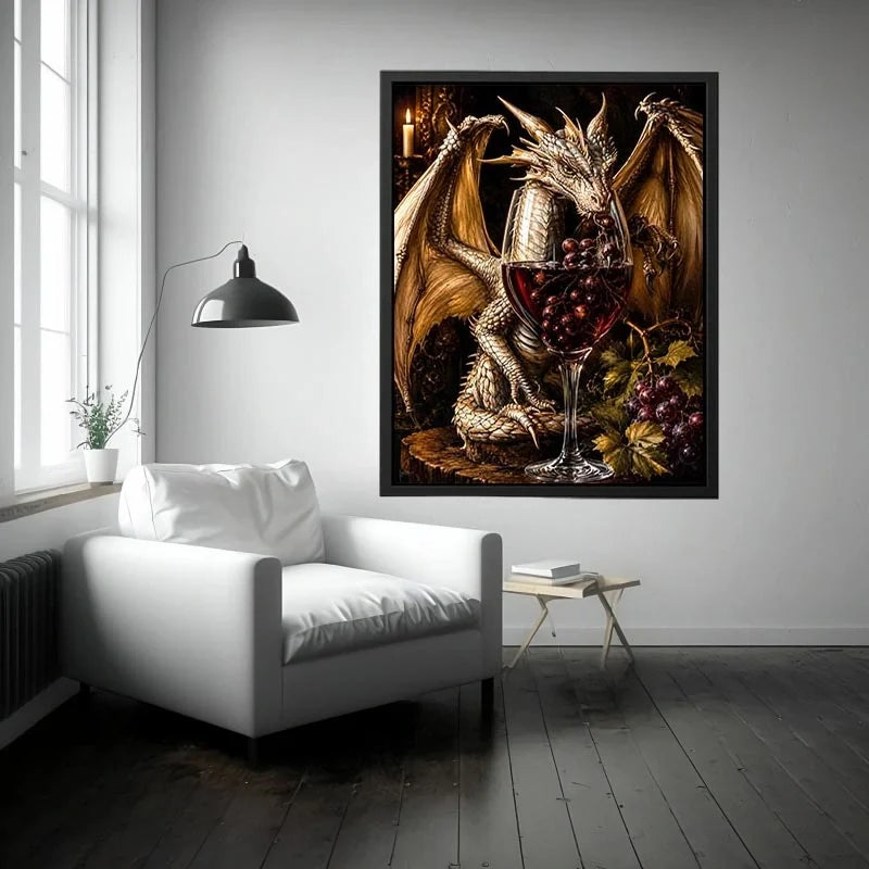 Dragon and wine in a gothic still-life