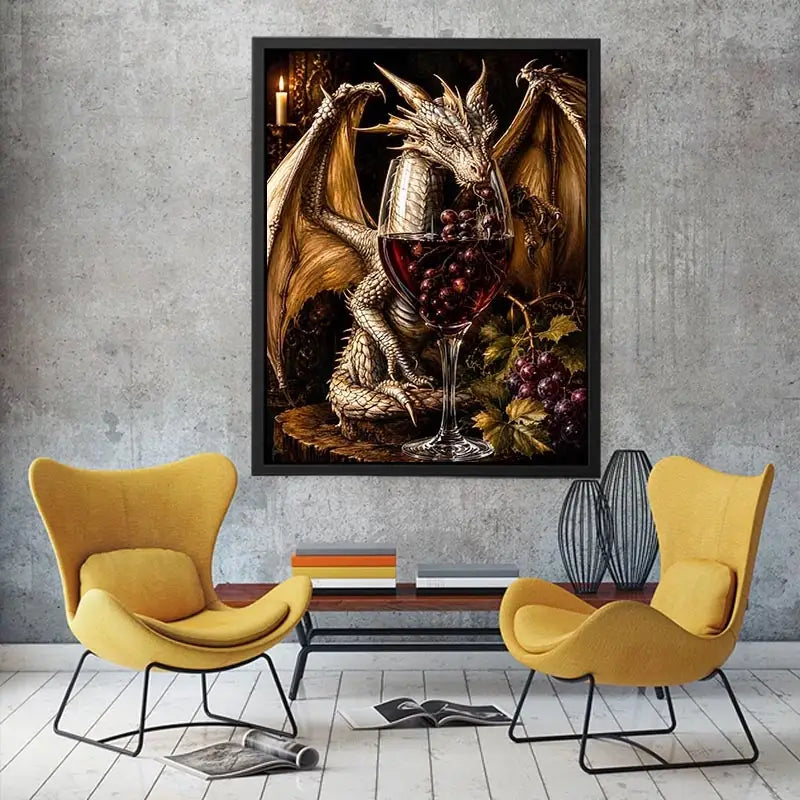Dragon and wine in a gothic still-life