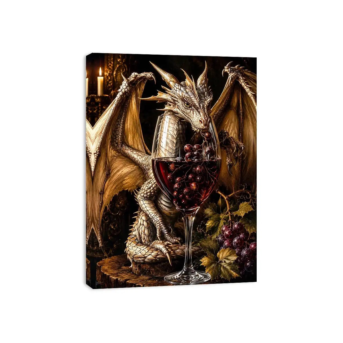 Dragon and wine in a gothic still-life