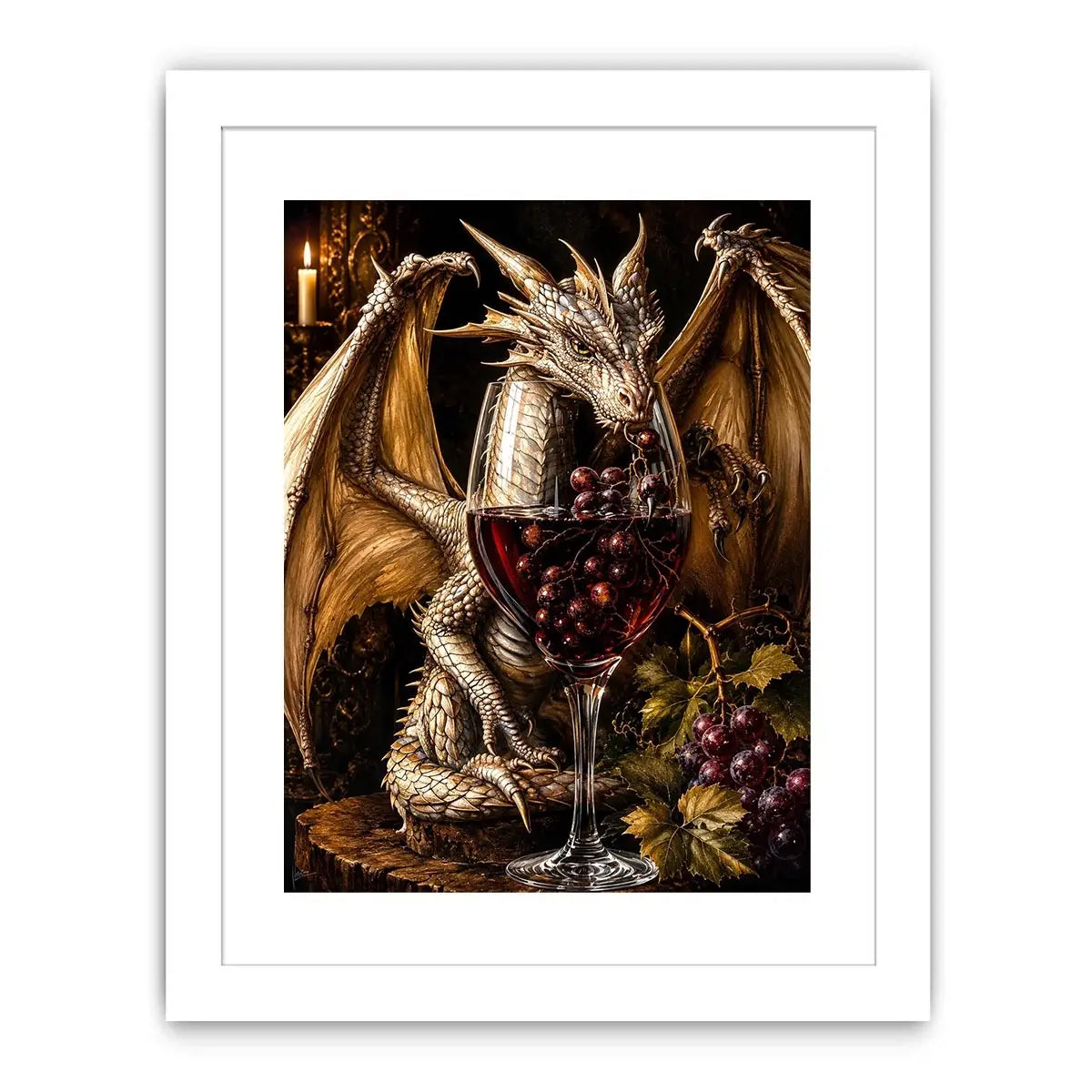 Dragon and wine in a gothic still-life